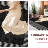 Ultra Soft Area Rug, Non Slip, Stain Resistant, Washable Area Rugs for Living Room, Bedroom, High Traffic Black Boho Dining Area Carpet(Black)