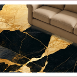 Ultra Soft Area Rug, Non Slip, Stain Resistant, Washable Area Rugs for Living Room, Bedroom, Modern Abstract Black Gold Living Room Carpet(Black)