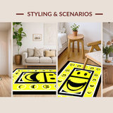 Ultra Soft Area Rug, Non Slip, Stain Resistant, Washable Area Rugs for Living Room, Bedroom, Modern Psychedelic Round Shape(Yellow)