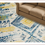 Ultra Soft Area Rug, Non Slip, Stain Resistant, Washable Area Rugs for Living Room, Bedroom, Vibrant Boho Tribal Motif(Yellow)