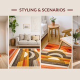 Ultra Soft Area Rug, Non Slip, Stain Resistant, Washable Area Rugs for Living Room, Bedroom, Bold Contemporary Curvilinear Style(Orange)