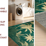 Ultra Soft Area Rug, Non Slip, Stain Resistant, Washable Area Rugs for Living Room, Bedroom, Chic Earthy Palm Tree Motif(Green)