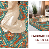 Ultra Soft Area Rug, Non Slip, Stain Resistant, Washable Area Rugs for Living Room, Bedroom, Eclectic Ethnic Geometric Tapestry(Orange)