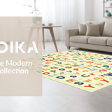 Ultra Soft Area Rug, Non Slip, Stain Resistant, Washable Area Rugs for Living Room, Bedroom, Rustic Warm Alphabet Graphics(Red)