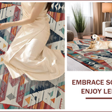Ultra Soft Area Rug, Non Slip, Stain Resistant, Washable Area Rugs for Living Room, Bedroom, Vibrant Tribal Diamond Motif(Red)