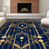 Ultra Soft Area Rug, Non Slip, Stain Resistant, Washable Area Rugs for Living Room, Bedroom, Art Deco Geometric Elegance(Blue)