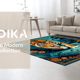 Ultra Soft Area Rug, Non Slip, Stain Resistant, Washable Area Rugs for Living Room, Bedroom, Unique Colorful Jungle Inspired Runner(Orange)
