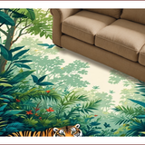 Ultra Soft Area Rug, Non Slip, Stain Resistant, Washable Area Rugs for Living Room, Bedroom, Charming Animal Print Wonderland(Green)