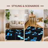 Ultra Soft Area Rug, Non Slip, Stain Resistant, Washable Area Rugs for Living Room, Bedroom, Eclectic Artistic Note Arrangement(Black)