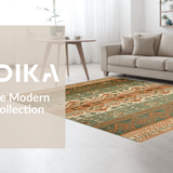 Ultra Soft Area Rug, Non Slip, Stain Resistant, Washable Area Rugs for Living Room, Bedroom, Casual Striped Geometric Fusion(Brown)