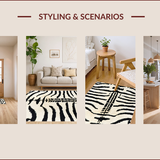 Ultra Soft Area Rug, Non Slip, Stain Resistant, Washable Area Rugs for Living Room, Bedroom, Bold Safari Style Narrow Space Rug(Black)