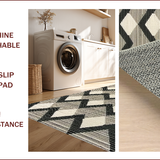 Ultra Soft Area Rug, Non Slip, Stain Resistant, Washable Area Rugs for Living Room, Bedroom, Checkered Geometric Pattern(Black)