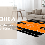 Ultra Soft Area Rug, Non Slip, Stain Resistant, Washable Area Rugs for Living Room, Bedroom, Playful Court Lines Design(Orange)