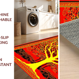Ultra Soft Area Rug, Non Slip, Stain Resistant, Washable Area Rugs for Living Room, Bedroom, Striking Eclectic Nature Theme(Red)