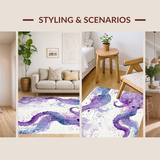 Ultra Soft Area Rug, Non Slip, Stain Resistant, Washable Area Rugs for Living Room, Bedroom, Octopus Tentacles Rug: Watercolor Octopus Pattern, Unique Floor Mat(Purple)