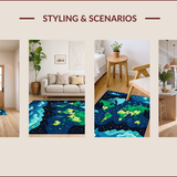 Ultra Soft Area Rug, Non Slip, Stain Resistant, Washable Area Rugs for Living Room, Bedroom, Chic Multicolor Modern Aesthetic(Green)