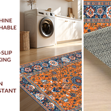 Ultra Soft Area Rug, Non Slip, Stain Resistant, Washable Area Rugs for Living Room, Bedroom, Elegant Earthy Toned Imagery(Orange)