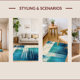 Ultra Soft Area Rug, Non Slip, Stain Resistant, Washable Area Rugs for Living Room, Bedroom, Dynamic Modern Curvilinear Pattern(Blue)