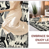 Ultra Soft Area Rug, Non Slip, Stain Resistant, Washable Area Rugs for Living Room, Bedroom, Contemporary Monochrome Animal Motif(Black)