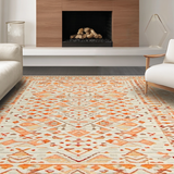 Ultra Soft Area Rug, Non Slip, Stain Resistant, Washable Area Rugs for Living Room, Bedroom, Striking Neutral Abstract Aesthetics(Orange)