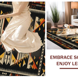 Ultra Soft Area Rug, Non Slip, Stain Resistant, Washable Area Rugs for Living Room, Bedroom, Boho Luxe Aztec Geometry(Black)