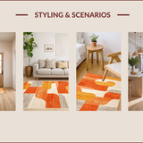 Ultra Soft Area Rug, Non Slip, Stain Resistant, Washable Area Rugs for Living Room, Bedroom, Abstract Half Moon Boho Bedroom Non Slip Rug(Orange)
