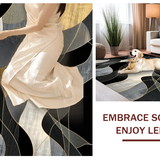 Ultra Soft Area Rug, Non Slip, Stain Resistant, Washable Area Rugs for Living Room, Bedroom, Contemporary Artistic Patterned Flair(Black)