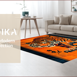 Ultra Soft Area Rug, Non Slip, Stain Resistant, Washable Area Rugs for Living Room, Bedroom, Vibrant Ethnic Animal Print Charm(Orange)