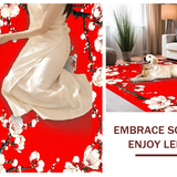 Ultra Soft Area Rug, Non Slip, Stain Resistant, Washable Area Rugs for Living Room, Bedroom, Transitional Abstract Blossom Arrangement(Red)