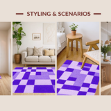 Ultra Soft Area Rug, Non Slip, Stain Resistant, Washable Area Rugs for Living Room, Bedroom, Vibrant Educational Diamond Pattern(Purple)