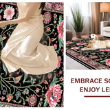 Ultra Soft Area Rug, Non Slip, Stain Resistant, Washable Area Rugs for Living Room, Bedroom, Vibrant Insect Floral Arrangement(Black)