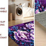 Ultra Soft Area Rug, Non Slip, Stain Resistant, Washable Area Rugs for Living Room, Bedroom, Chic Contemporary Floral Touch(Purple)