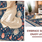 Ultra Soft Area Rug, Non Slip, Stain Resistant, Washable Area Rugs for Living Room, Bedroom, Vibrant Beachy Ogee Pattern(Blue)