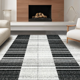 Ultra Soft Area Rug, Non Slip, Stain Resistant, Washable Area Rugs for Living Room, Bedroom, Bold Parallel Lines, Contemporary Stripe Aesthetic(Black)
