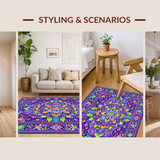 Ultra Soft Area Rug, Non Slip, Stain Resistant, Washable Area Rugs for Living Room, Bedroom, Chic Color Burst Graphic Motif(Purple)