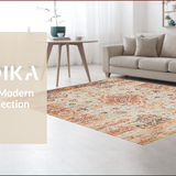 Ultra Soft Area Rug, Non Slip, Stain Resistant, Washable Area Rugs for Living Room, Bedroom, Chic Earthy Floral Aesthetic(Ivory)