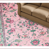 Ultra Soft Area Rug, Non Slip, Stain Resistant, Washable Area Rugs for Living Room, Bedroom, Whimsical Soft Blooming Motif(Pink)