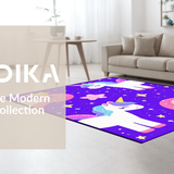 Ultra Soft Area Rug, Non Slip, Stain Resistant, Washable Area Rugs for Living Room, Bedroom, Vibrant Pastel Cartoon Unicorn Theme(Purple)