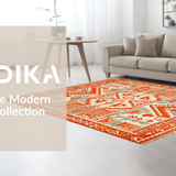 Ultra Soft Area Rug, Non Slip, Stain Resistant, Washable Area Rugs for Living Room, Bedroom, Artistic Southwestern Textured Design(Orange)