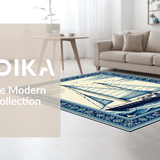 Ultra Soft Area Rug, Non Slip, Stain Resistant, Washable Area Rugs for Living Room, Bedroom, Vibrant Sailboat Coastal Theme(Blue)