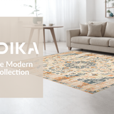 Ultra Soft Area Rug, Non Slip, Stain Resistant, Washable Area Rugs for Living Room, Bedroom, Retro Taupe Medallion Aesthetic(Orange)