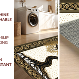 Ultra Soft Area Rug, Non Slip, Stain Resistant, Washable Area Rugs for Living Room, Bedroom, Rustic Tree Motif Elegance(Gold)