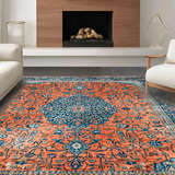Ultra Soft Area Rug, Non Slip, Stain Resistant, Washable Area Rugs for Living Room, Bedroom, Artful Abstract Lagoon Palette(Orange)