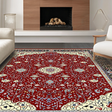 Ultra Soft Area Rug, Non Slip, Stain Resistant, Washable Area Rugs for Living Room, Bedroom, Rustic Vintage Geometric Motif(Red)