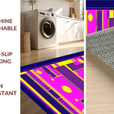 Ultra Soft Area Rug, Non Slip, Stain Resistant, Washable Area Rugs for Living Room, Bedroom, Artful 80s Inspired Dynamic Shapes(Purple)