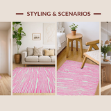 Ultra Soft Area Rug, Non Slip, Stain Resistant, Washable Area Rugs for Living Room, Bedroom, Eclectic Modern Striped Visuals(Pink)