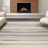 Ultra Soft Area Rug, Non Slip, Stain Resistant, Washable Area Rugs for Living Room, Bedroom, Sophisticated Subtle Striped Elegance(Gray)