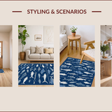Ultra Soft Area Rug, Non Slip, Stain Resistant, Washable Area Rugs for Living Room, Bedroom, Rustic Multicolored Nautical Theme(Blue)