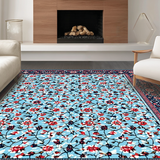 Ultra Soft Area Rug, Non Slip, Stain Resistant, Washable Area Rugs for Living Room, Bedroom, Serene Outdoor Multicolor Botanical Style(Blue)