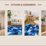 Ultra Soft Area Rug, Non Slip, Stain Resistant, Washable Area Rugs for Living Room, Bedroom, Hawaiian Turtle Geometric(Blue)